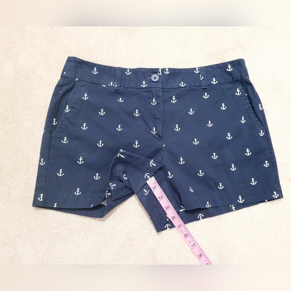 Loft 100% Cotton Navy Blue Anchor Chino Shorts 4" Inseam Woman's Size 10 Beachy - Picture 5 of 10